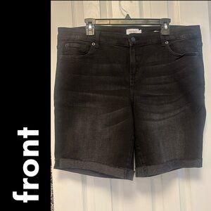 True Craft Black Jean Shorts Mid-Length Distressed